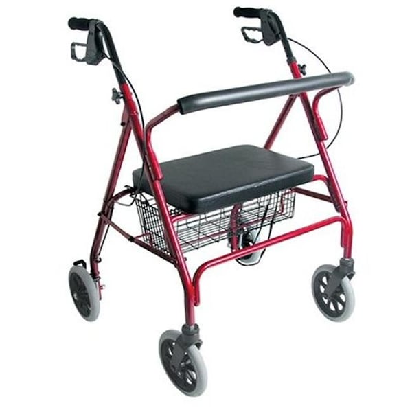 Duro-Med 501-1032-0700 Extra-Wide Heavy-Duty Steel Bariatric Rollator - Burgundy 501-1032-0700 - main
